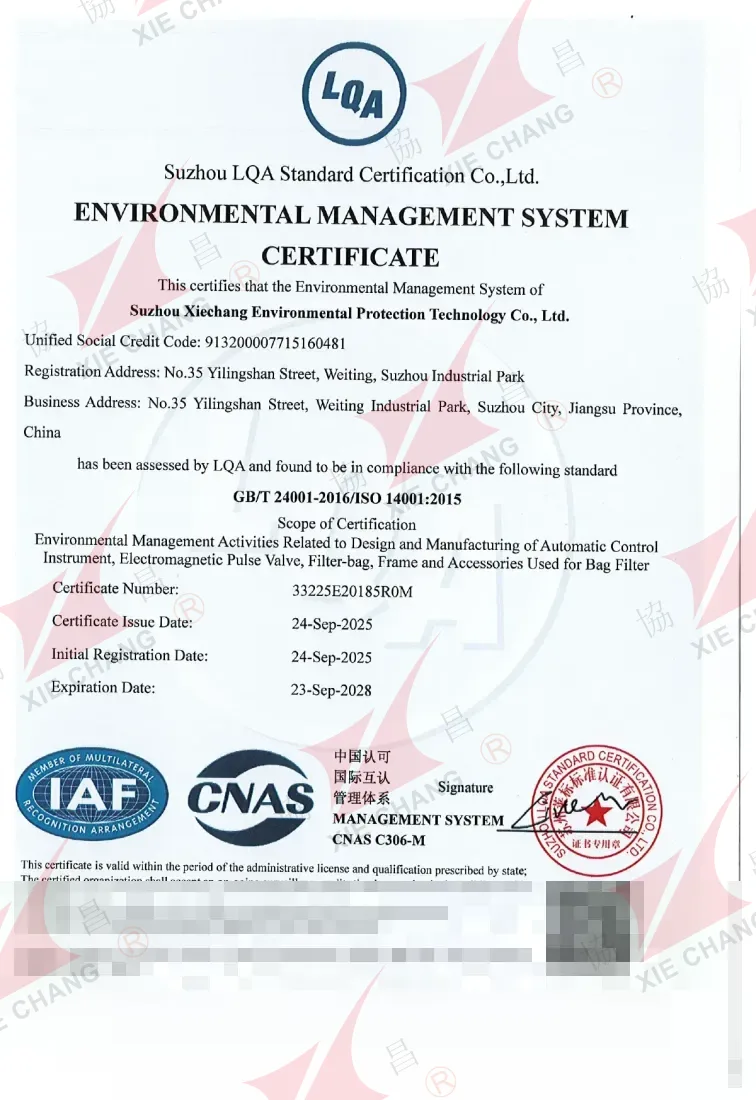 ใบรับรองระบบการจัดการสิ่งแวดล้อม ISO 14001:2015
