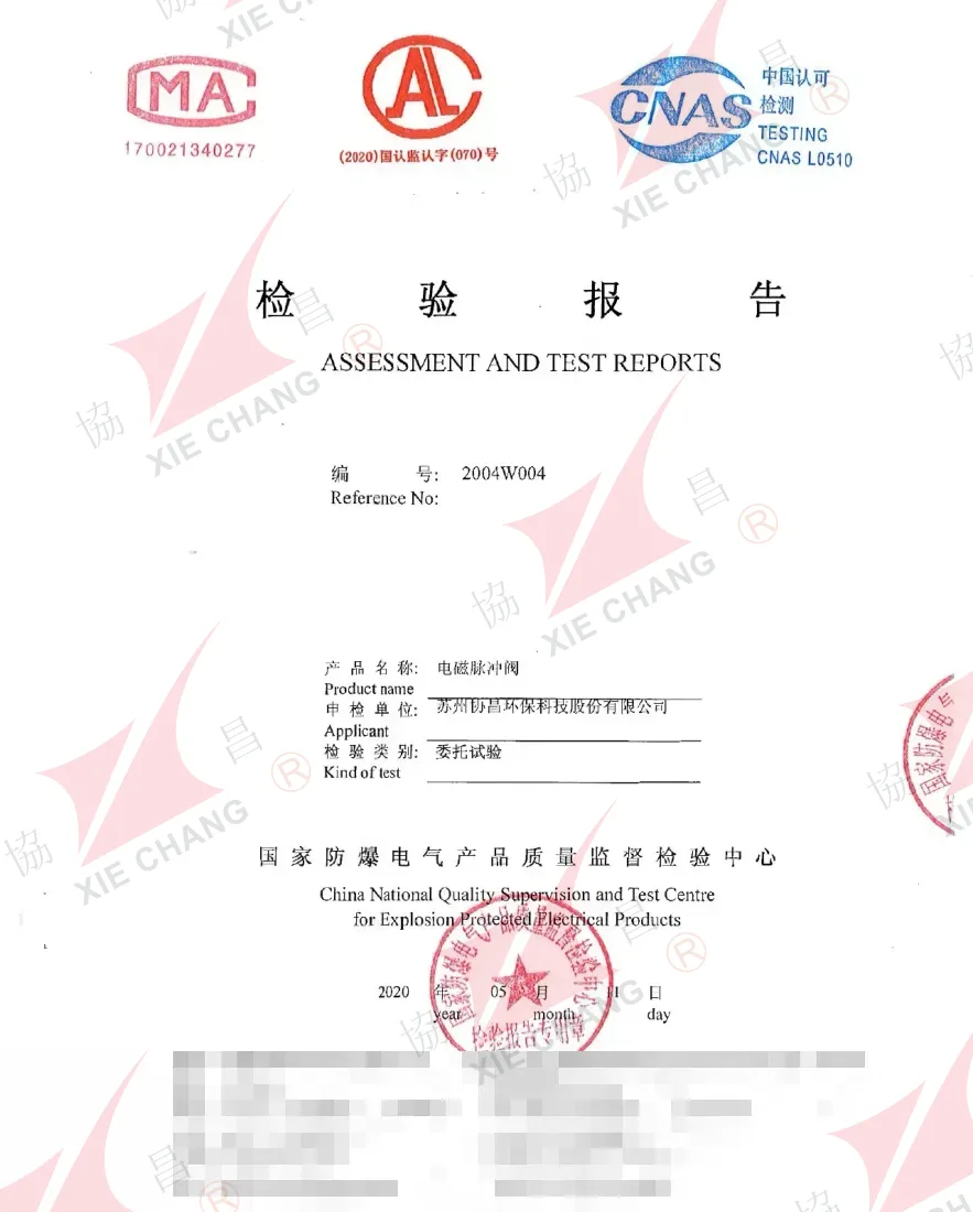 รายงานผลการทดสอบการป้องกันการเข้าถึง IP65 — พัลส์วาล์วโซลินอยด์ DCF-00 (CQST, 2020)