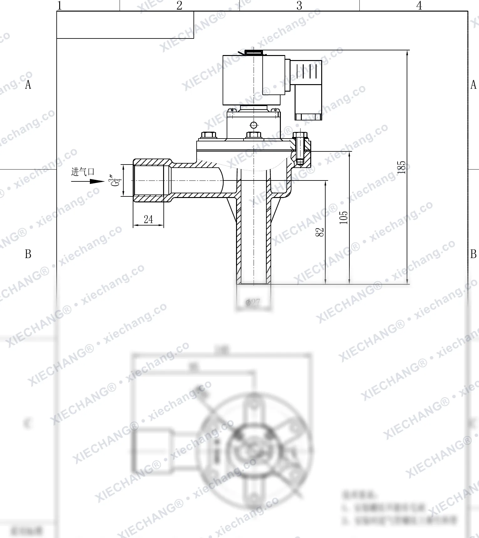 DCF-2L-B · 3/4" · พัลส์วาล์วแบบมุมฉาก (รุ่น B) — แบบติดตั้ง