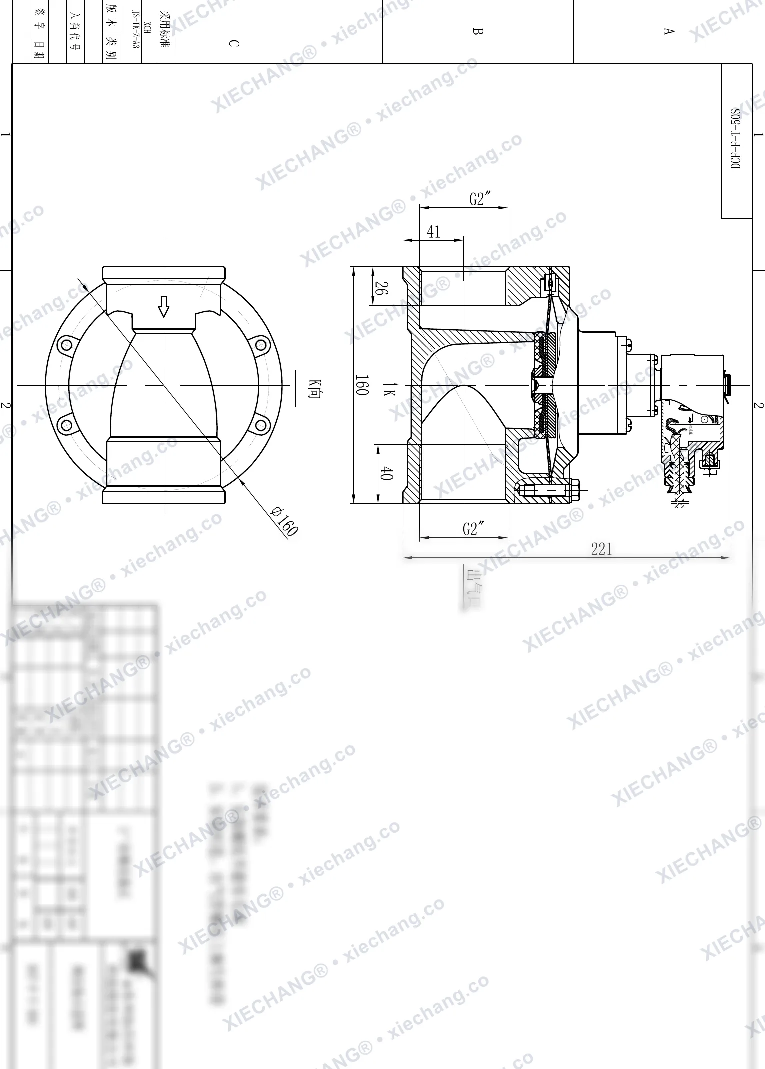 DCF-F-T-50S · 2" · พัลส์วาล์วแบบไหลตรงกันระเบิด — ภาพวาดการติดตั้ง