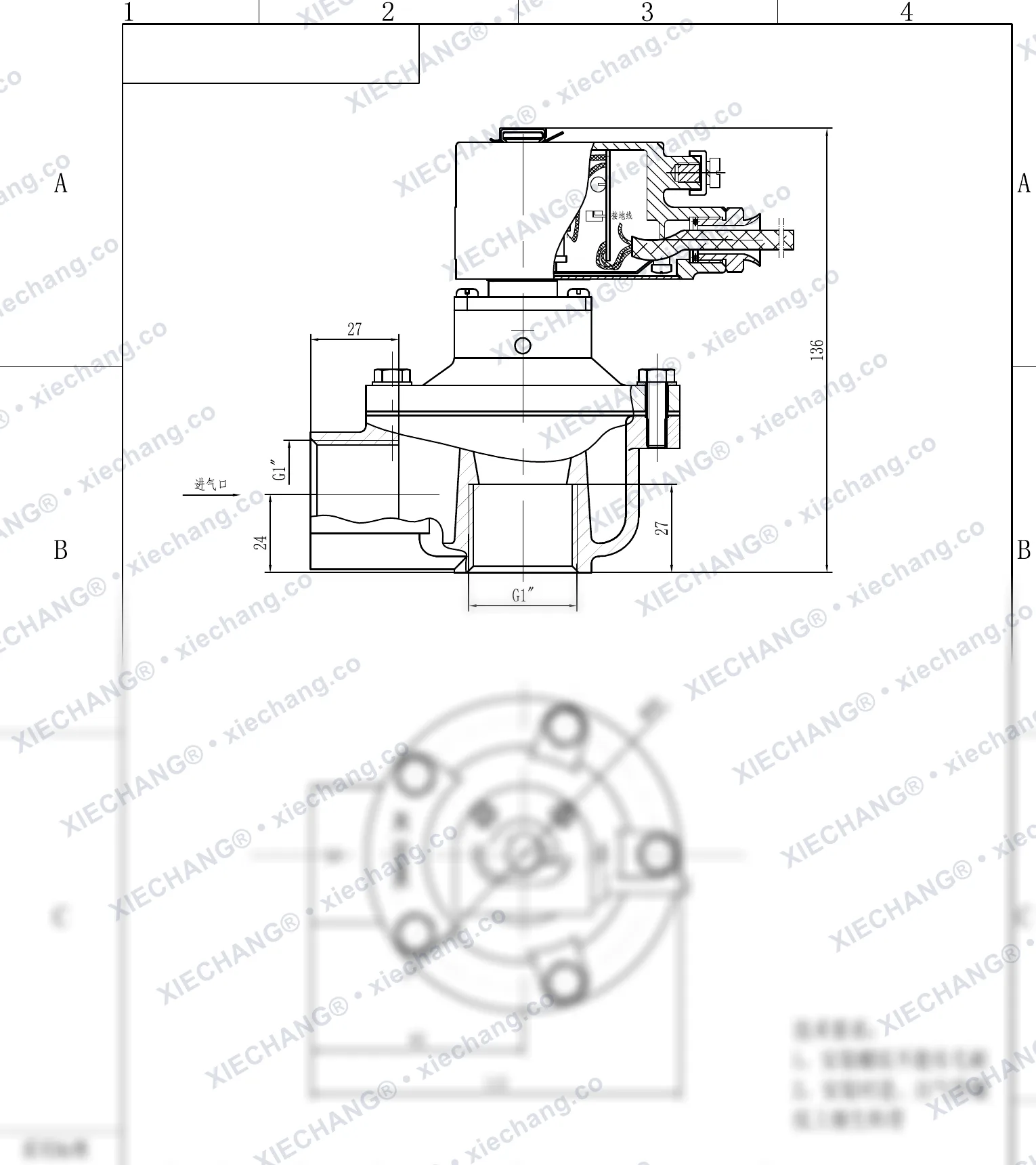 DCF-F-Z-25 · 1" (DN25) · พัลส์วาล์วแบบมุมฉากกันระเบิด — แบบติดตั้ง