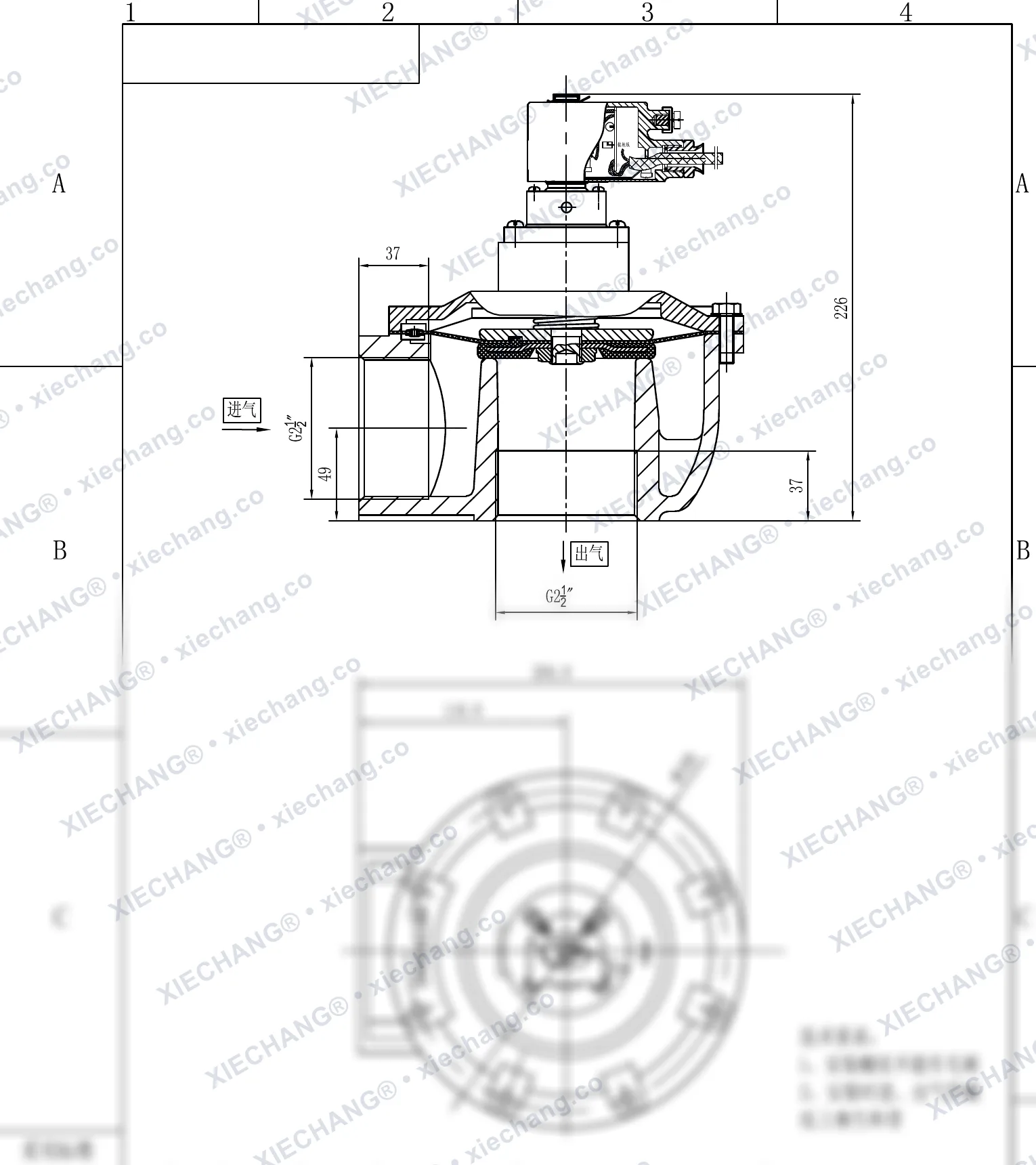 DCF-F-Z-62S · 2½" (DN62) · พัลส์วาล์วแบบมุมฉากกันระเบิด — แบบติดตั้ง