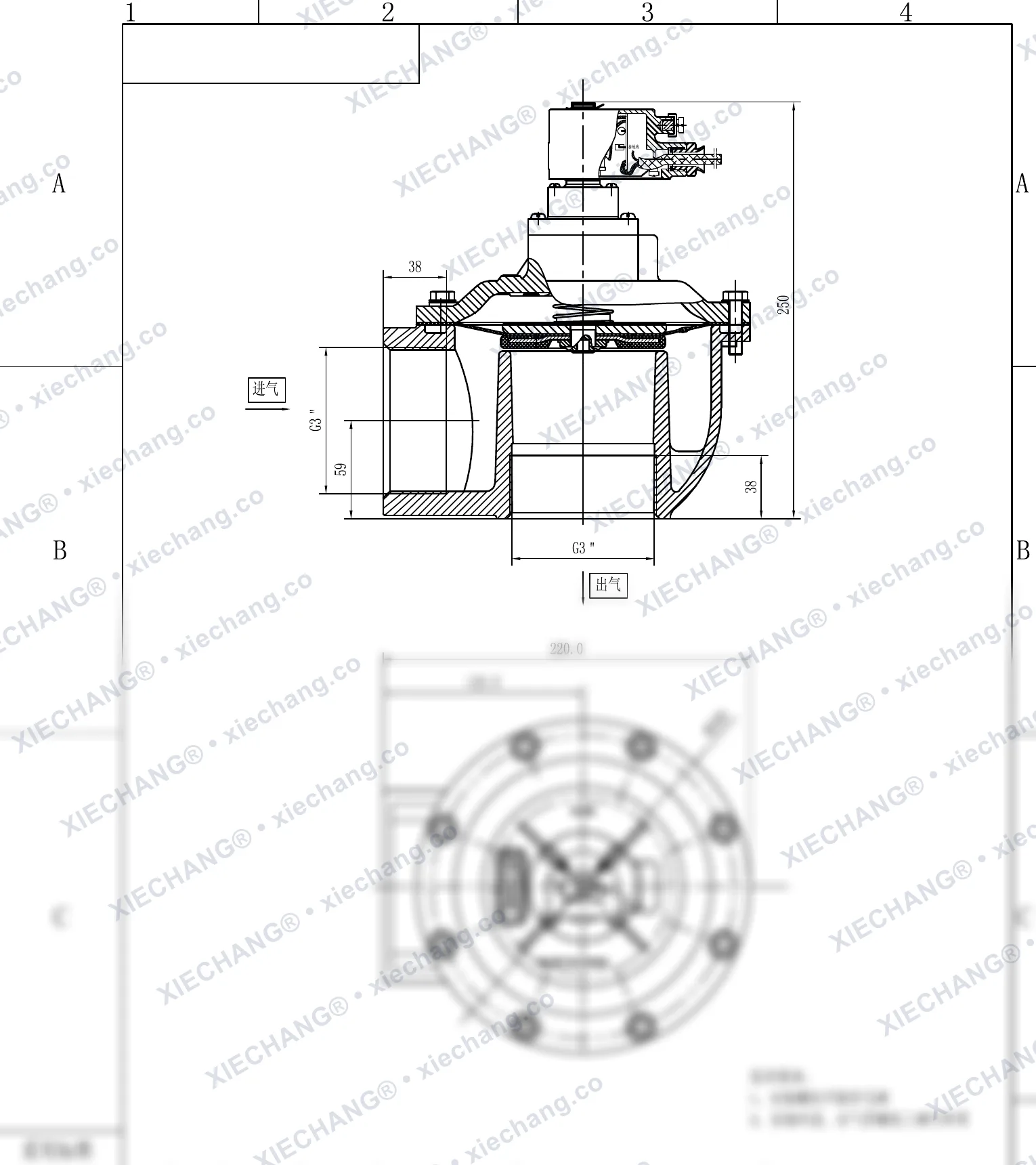 DCF-F-Z-76S · 3" (DN76) · พัลส์วาล์วแบบมุมฉากกันระเบิด — แบบติดตั้ง