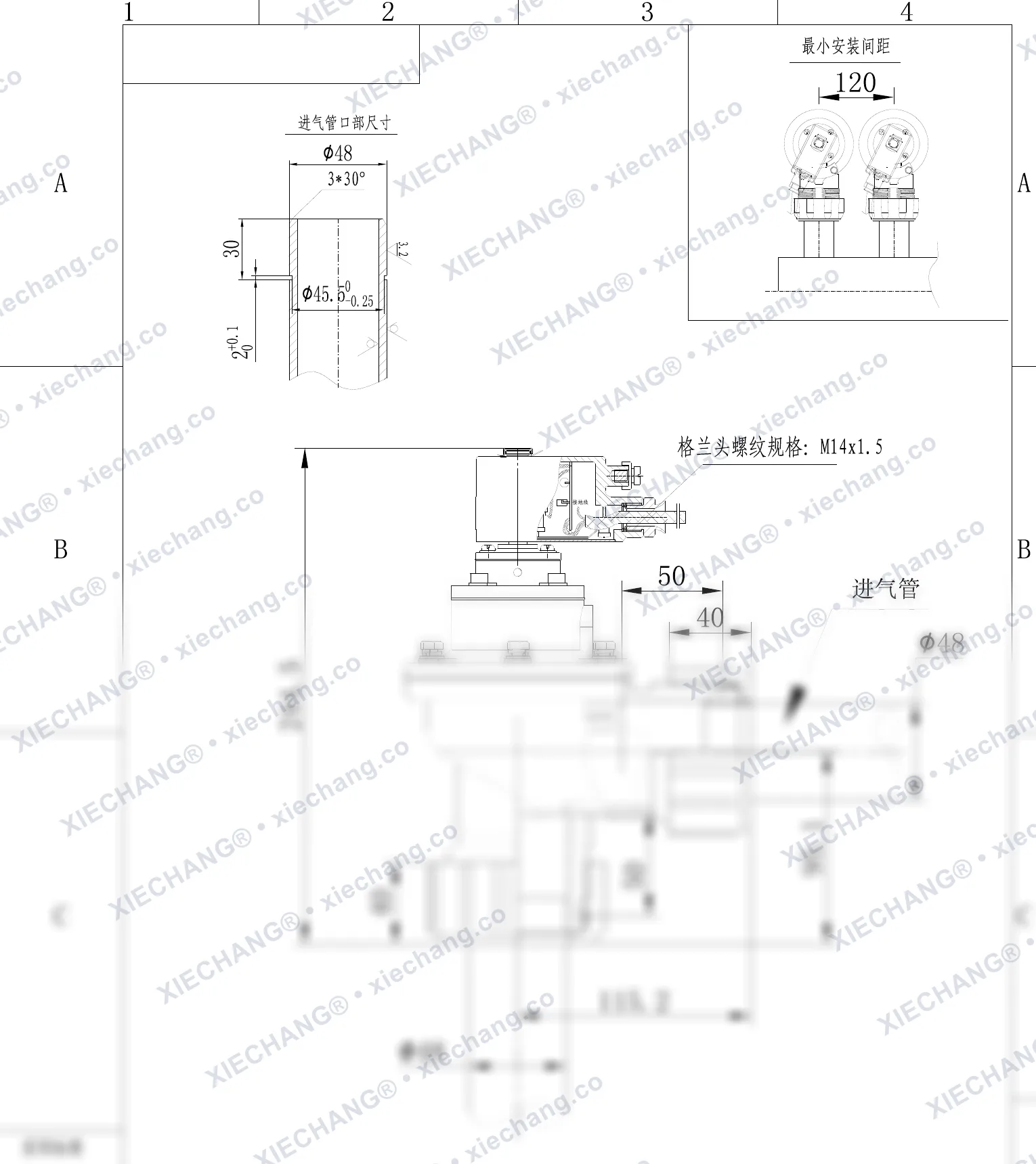 DCF-F-ZM-40S-C · 1½" · พัลส์วาล์วแบบเกลียวตัวผู้กันระเบิด — แบบติดตั้ง