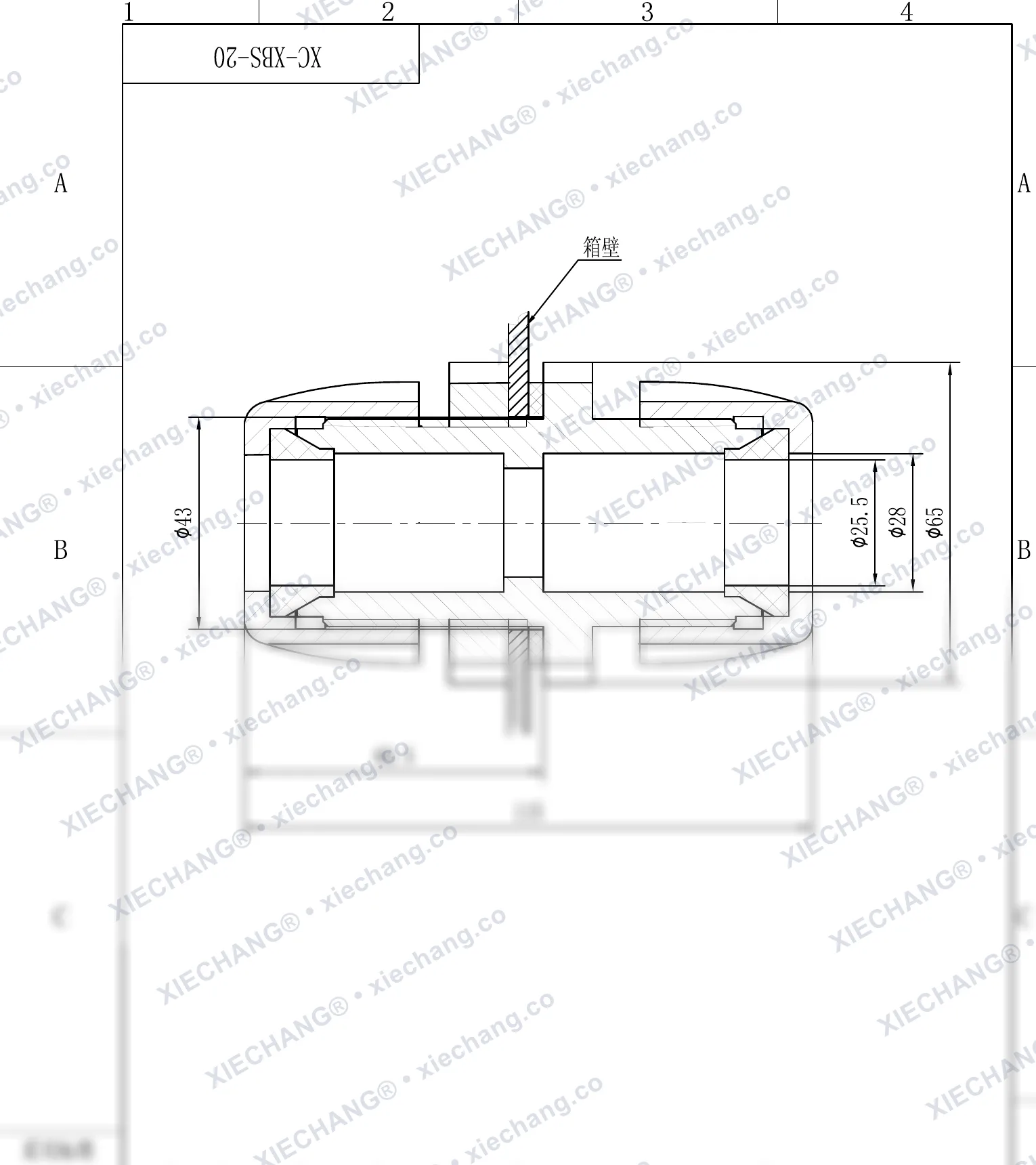 XC-XBS-20 · DN20 · ข้อต่อผนังกั้นเกลียวคู่ — ภาพวาดการติดตั้ง