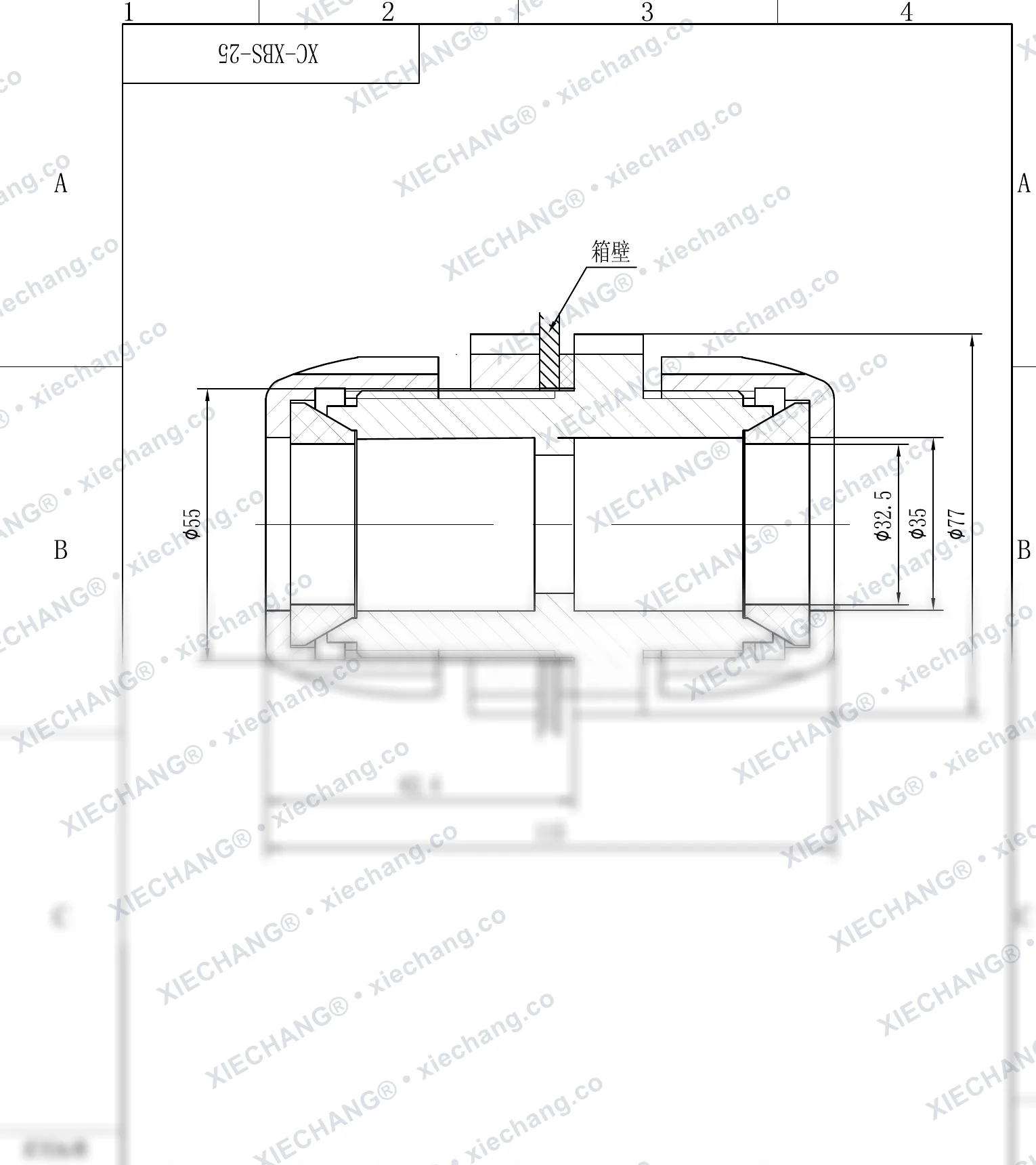 XC-XBS-25 · DN25 · ข้อต่อผนังกั้นเกลียวคู่ — ภาพวาดการติดตั้ง